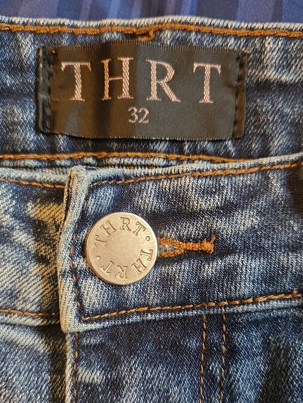 THRT Distressed Blue Slim Ripped Jeans Size 32 - Picture 3 of 14